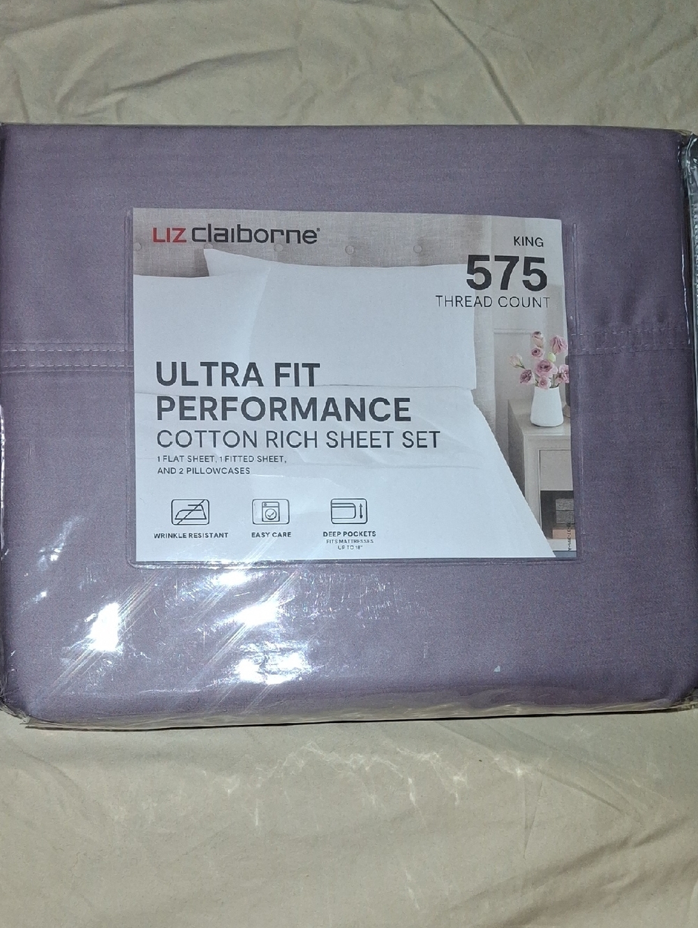 Liz Claiborne King Sheet Set in Light Purple